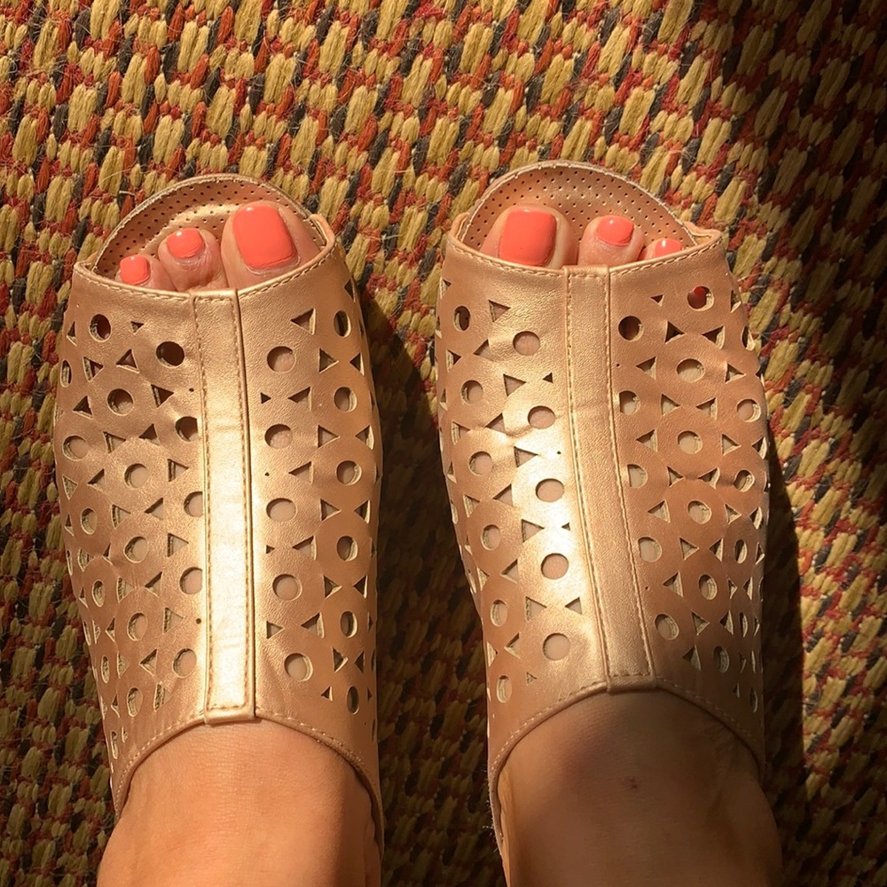 Rose Gold summer mules